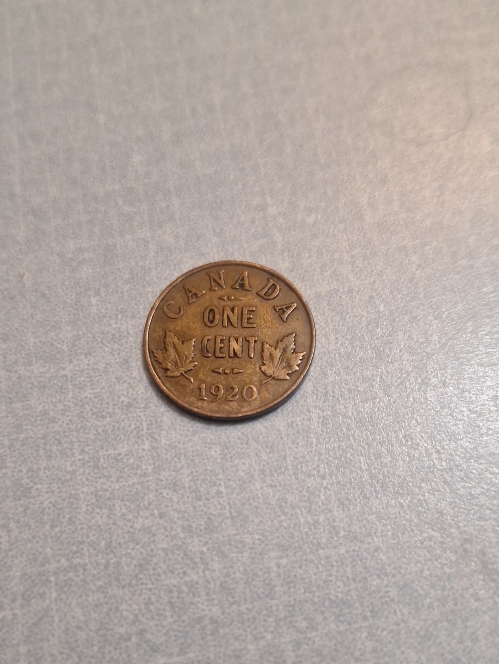 1920 Canada One Cent Coin - Brown Bronze Tone